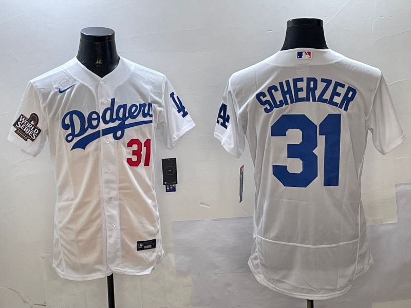 Men Los Angeles Dodgers #31 Scherzer White Elite 2025 Nike MLB Jersey style 3201
